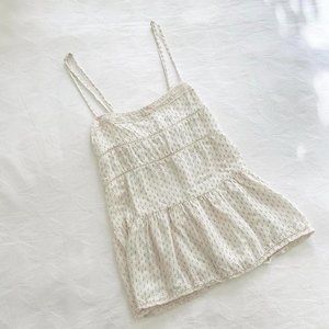 Vintage Polka Dot Lace Trim Babydoll Camisole